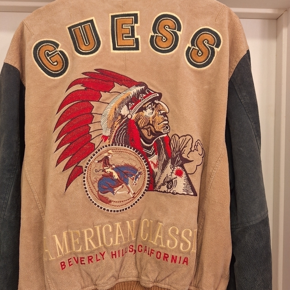 Guess Vintage Suede Native Jacket Size Medium - Picture 2 of 10